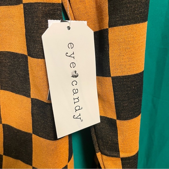 Eye Candy Plus Size Black and Yellow Checkered Zip Up Sweatshirt - L - Picture 3 of 11